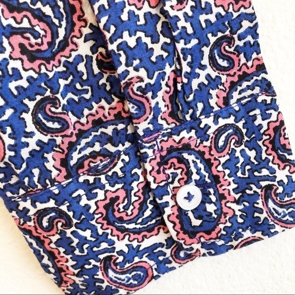 J. CREW Factory NWT Paisley Lace Trimmed Tunic Top Size Small in Coral and Blue - Picture 7 of 13